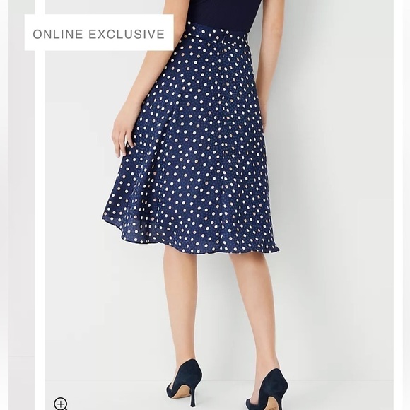 Ann Taylor Polka Dot Navy Full Circle Skirt Sz 6 NWT - Picture 2 of 7